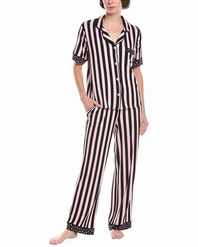 Room Service 2pc Dakota Pajama Shirt & Pant Set Stretchable Cuffs Double Stitched Edges