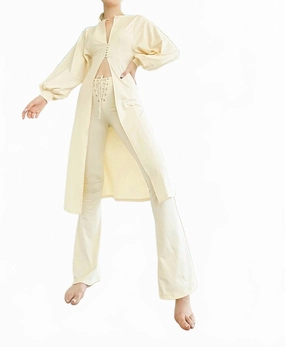 Airflow Optimized Texture elastic waistband Ify Long Sleeve Duster In Butter