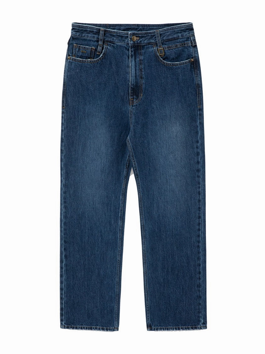 Music Event Smooth Casual Color Lock Technology Indigo Blue Classic Straight-Leg Jeans With Five-Pocket Design