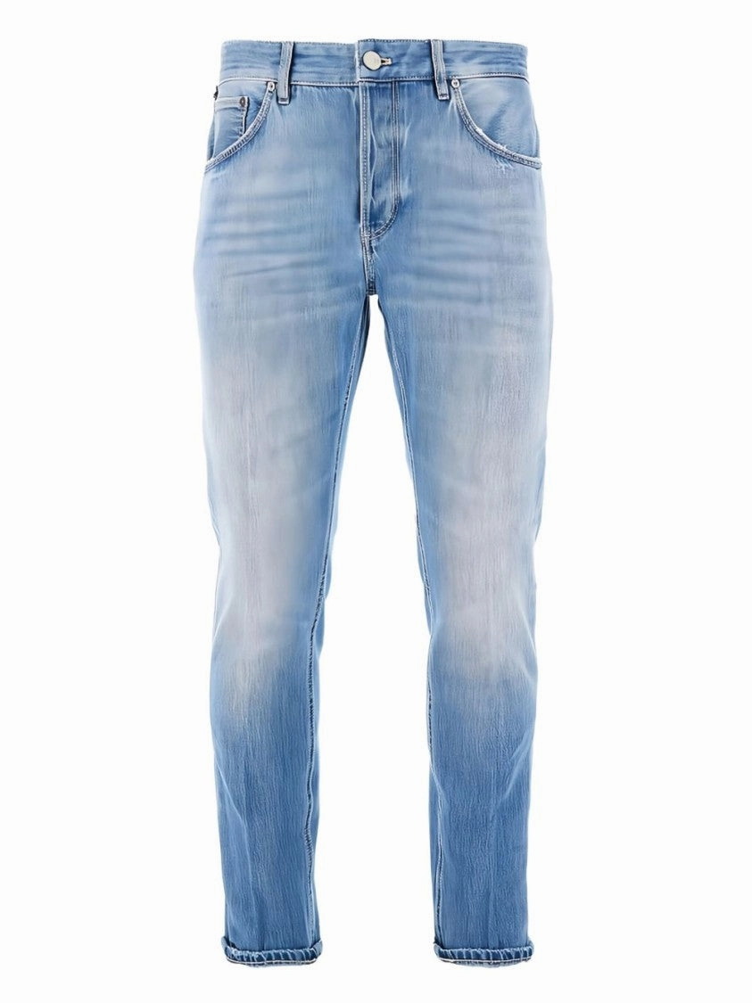 Indigo Blue Trousers With Concealed Fly Flex Knit Waist Panel Anytime Wear