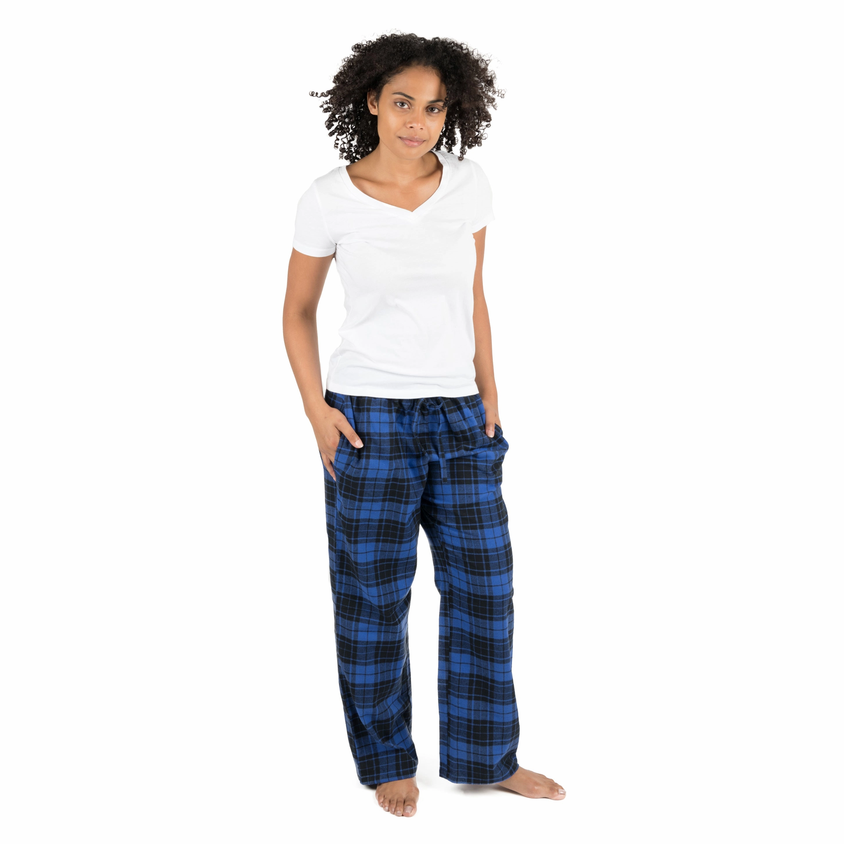 Easy Care Material Ribbed Cuffs Christmas Womens Flannel Pajama Pants Plaid