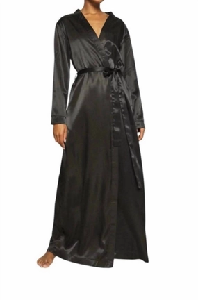 Katrina Kimono Duster Robe In Black Non Binding Necklines