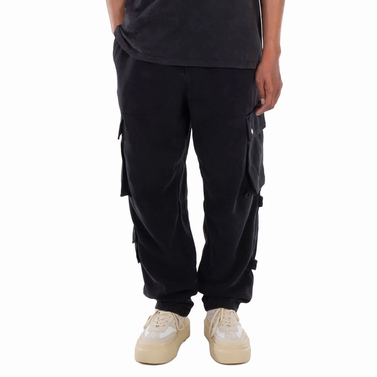 comfortable option Travel Outfit Chill Outfit Date Night Isabel Marant Men's Black Logo-Patch Cargo Jeans