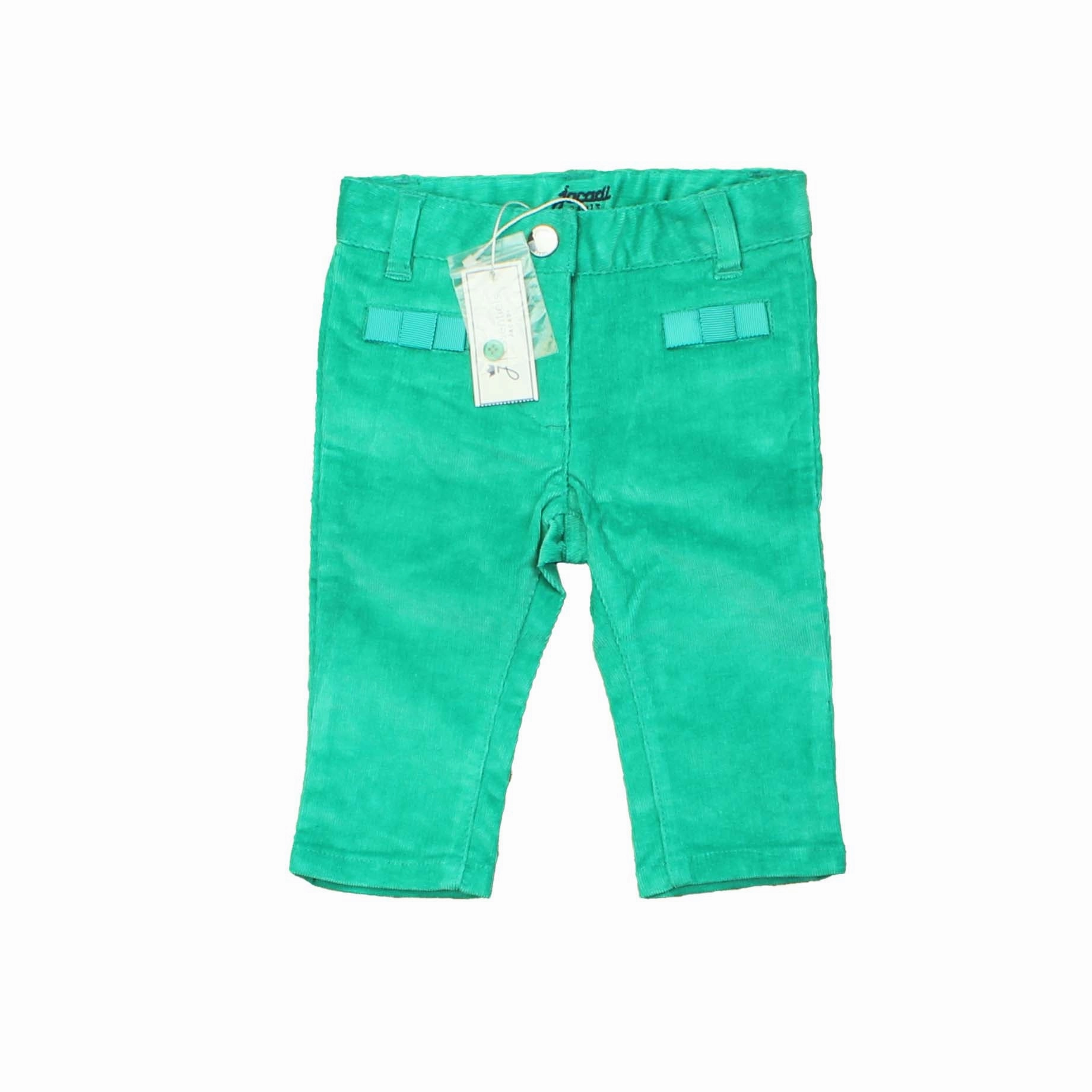 Jacadi Girls Green Corduroy Pants Flexible Comfort Stretch Panels