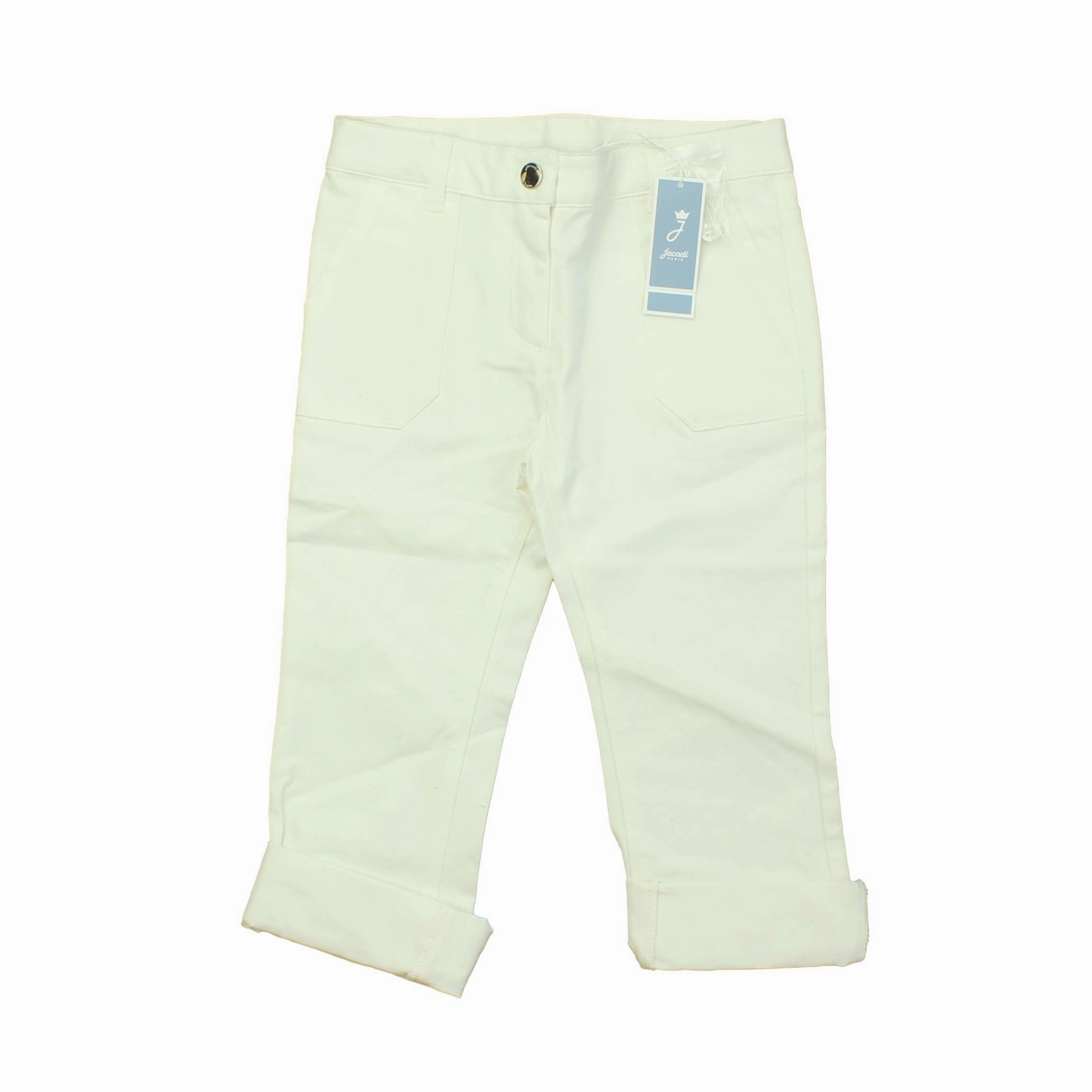 Jacadi Girls White Capri Pants Slim Silhouette Odor Control Treatment
