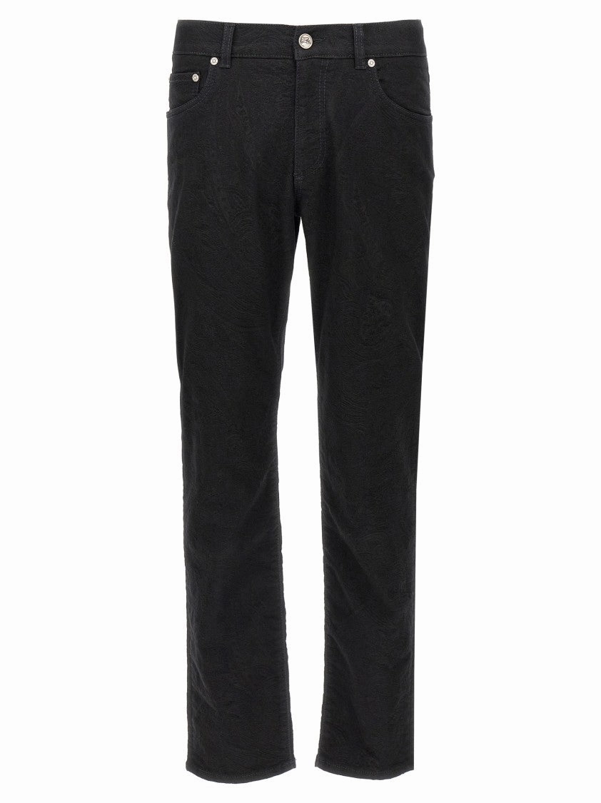 Water Efficient Wash Process Fashionable Touch Jacquard Denim Jeans