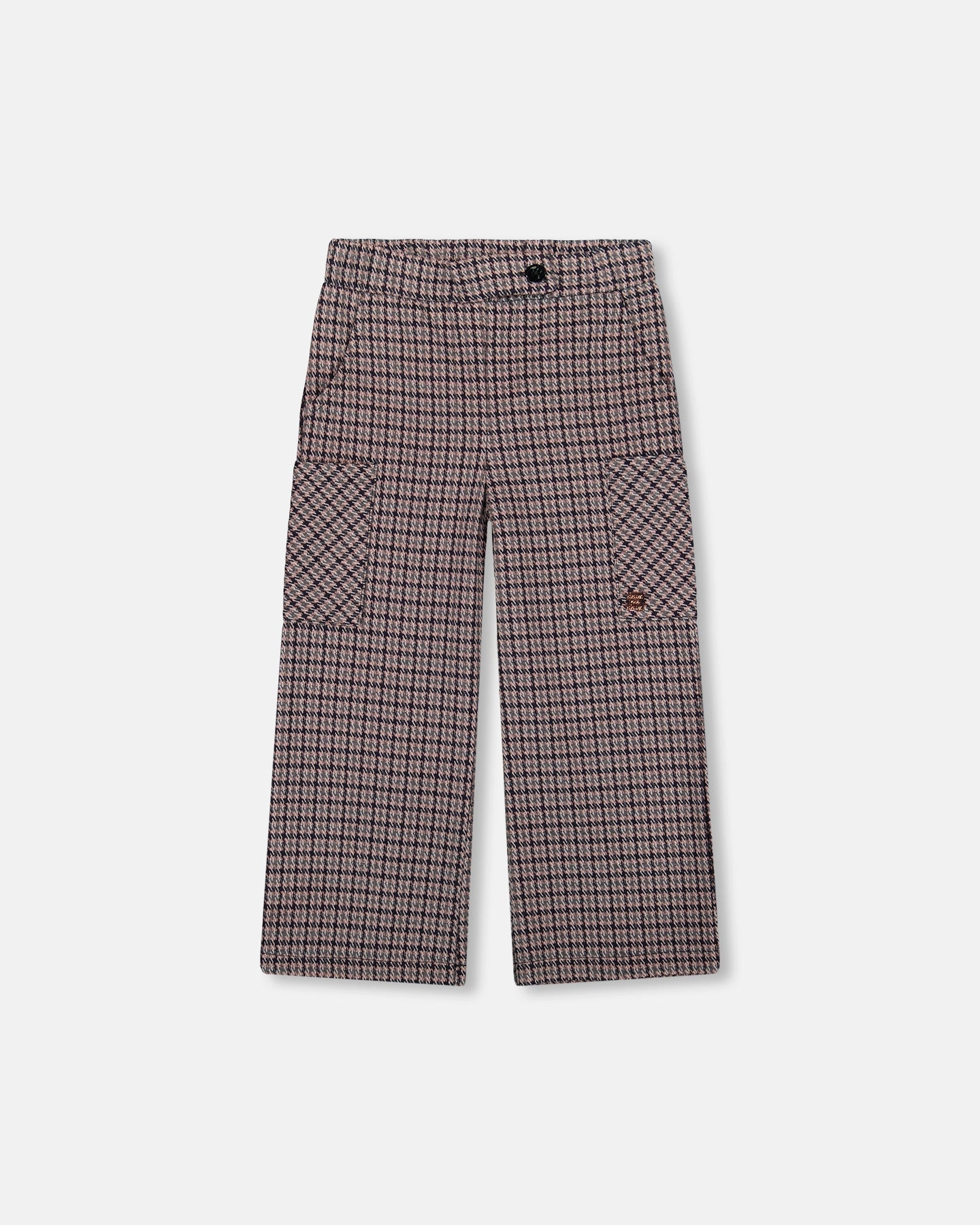 Jacquard Knit Flare Pants with Houndstooth Pattern Dressy look Chilly Weather Fit