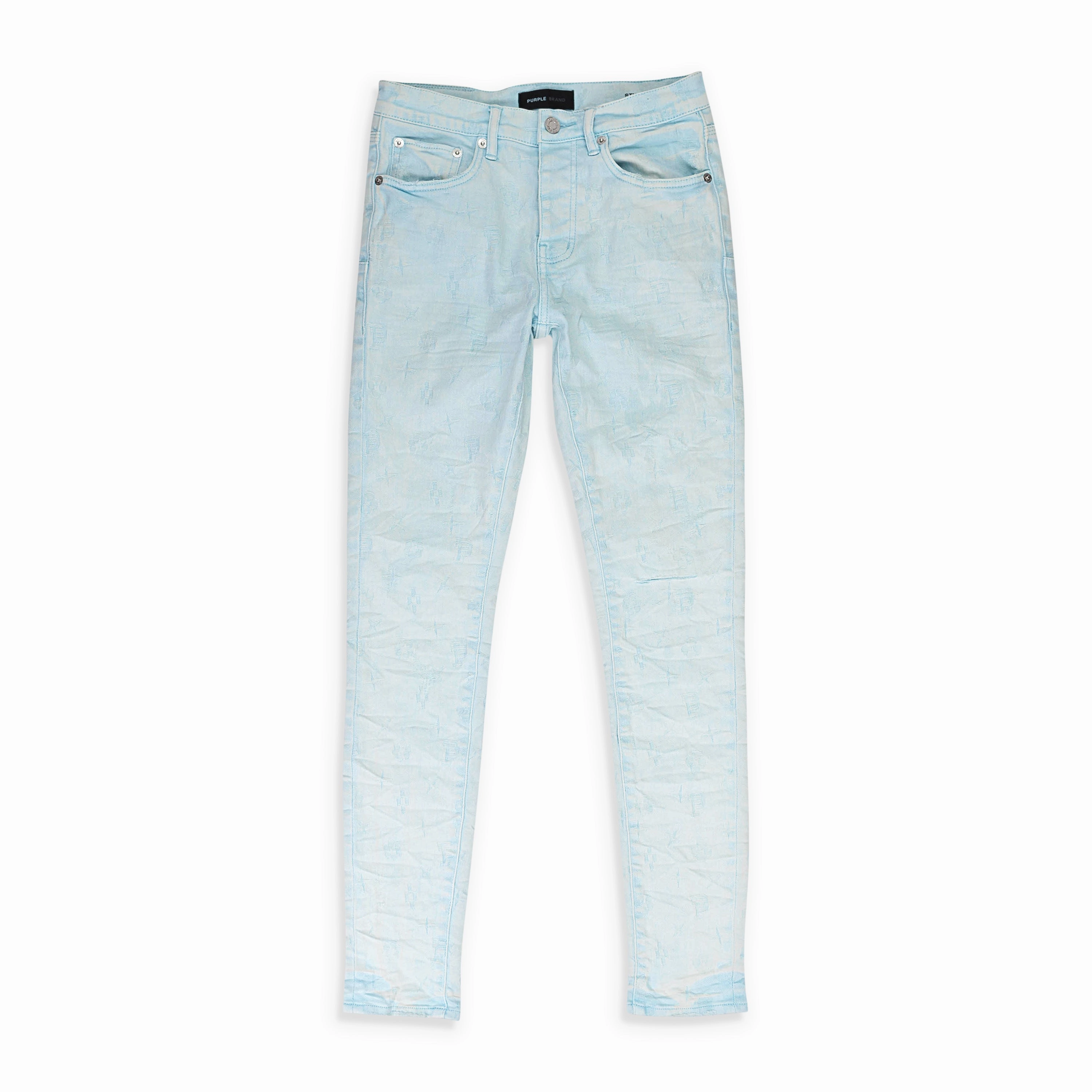 JACQUARD MONOGRAM BLUE SKINNY JEANS Streetwear Essential Wardrobe Choice