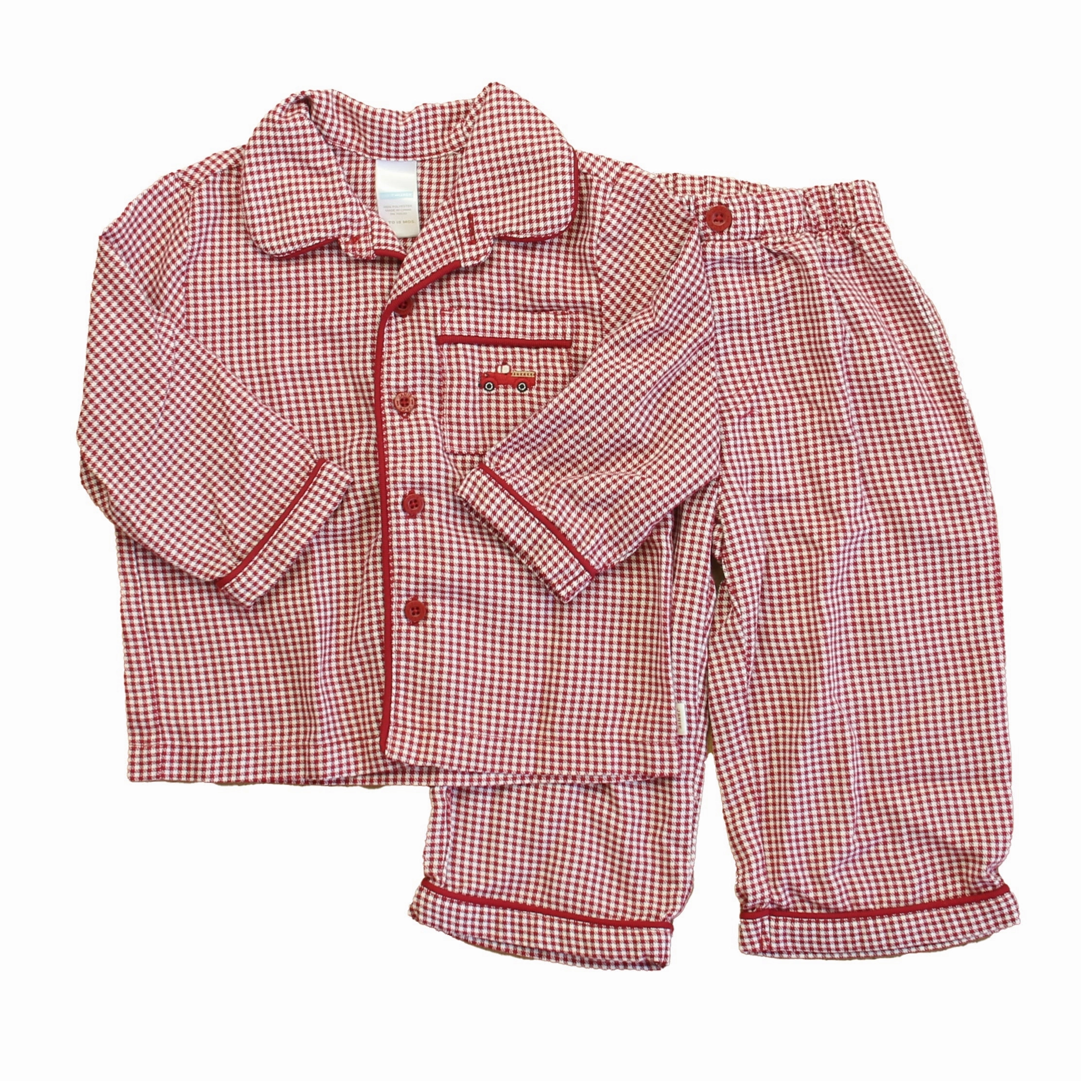 Janie and Jack Boys Red | White 2-piece Pajamas NoRoll Waistband Design