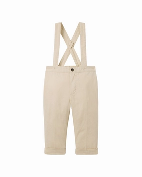 Janie and Jack Linen-Blend Suspender Pant Double Layered Hem Stretch Fit Wear