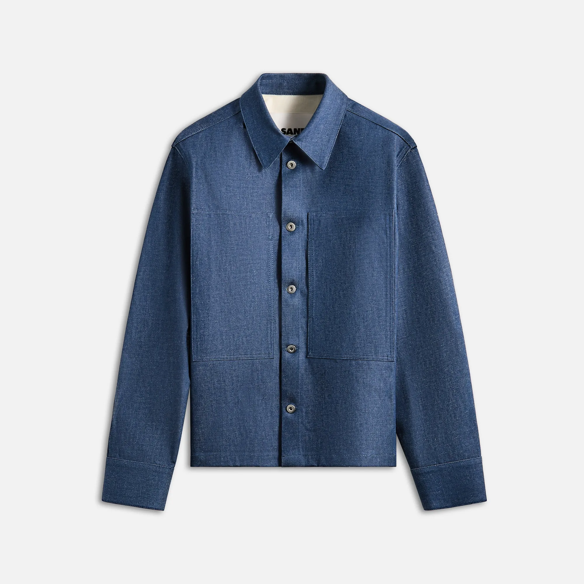 Festive Look Jil Sander Textured Dry Cotton Denim Shirt - Blue