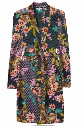 Johnny Was Women Cotton Modal V-Neck Delfino Sleep Robe Multicolor All Day Comfort Hidden Pocket Detail