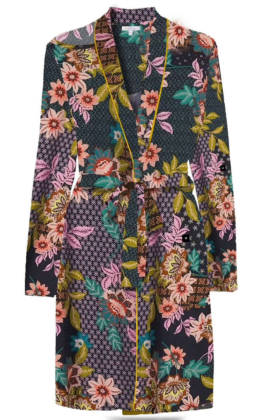 Johnny Was Women Cotton Modal V-Neck Delfino Sleep Robe Multicolor All Day Comfort Hidden Pocket Detail