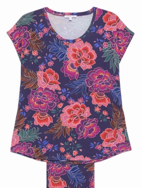 Non Restrictive Waistband Johnny Was Women's The Bobbie Crop PJ Set, Etta's Garden
