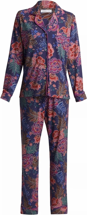 Johnny Was Women's The Carly PJ Set, Etta's Garden Layered Hem Details Quick Dry Technology