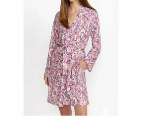 Compact Knit Jonesy Sleep Robe In Floral Pink