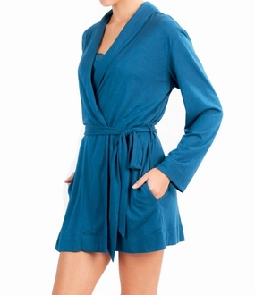 Josie Mini Robe In French Blue Brushed Inner Layer Quick Dry Technology