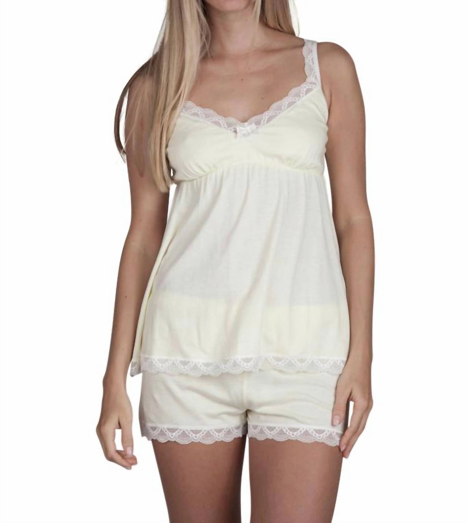 Kangaroo Pocket Temperature Regulating Katerina Camisole Boxer Pajama Set In Lemon Mist