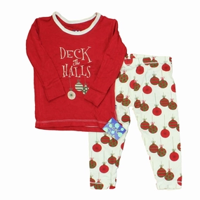 Non Restrictive Waistband All Day Comfort Design Kickee Pants Unisex Red | White | Green 2-piece Pajamas