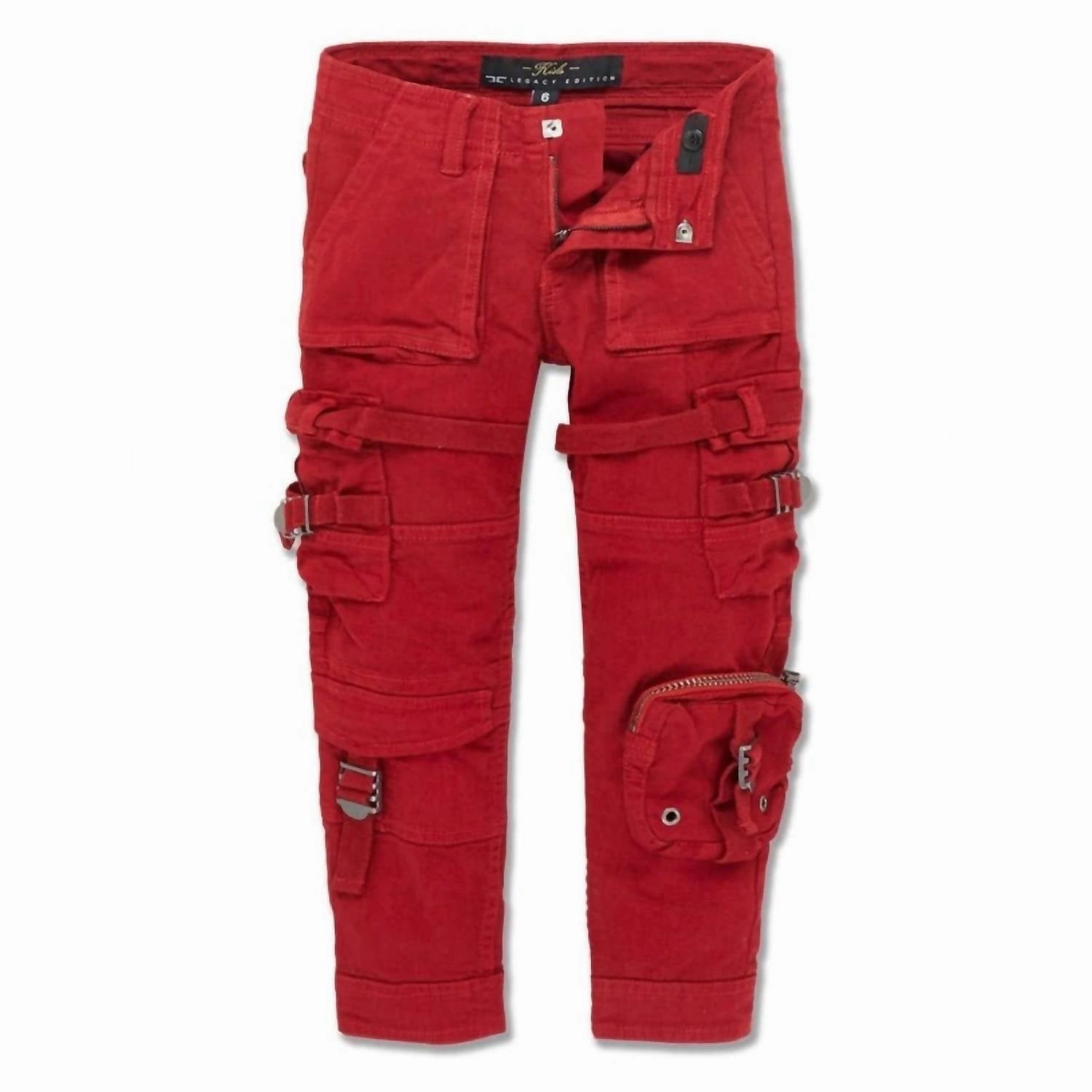 High Quality Material Kid's Cairo Cargo Pant In Red