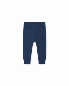 SecureCargoPockets Kid's Knit Leggings In Blue Chine