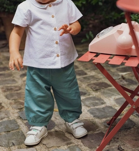 Kid's Linen Pants In Mint Comfortable Layering Training Comfort