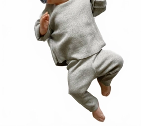 Relaxed Style Kid's Rib Leggings In Light Grey
