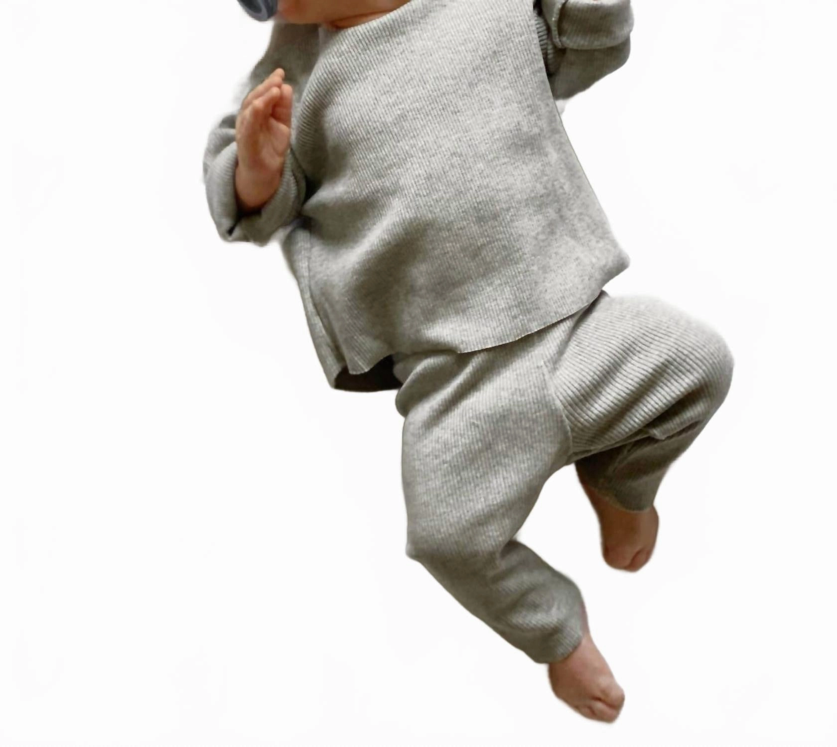Kid's Rib Leggings In Light Grey Comfortable Fashion