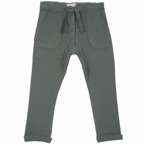 Adaptive Fit Kids Cotton Gauze Pants In Spinach