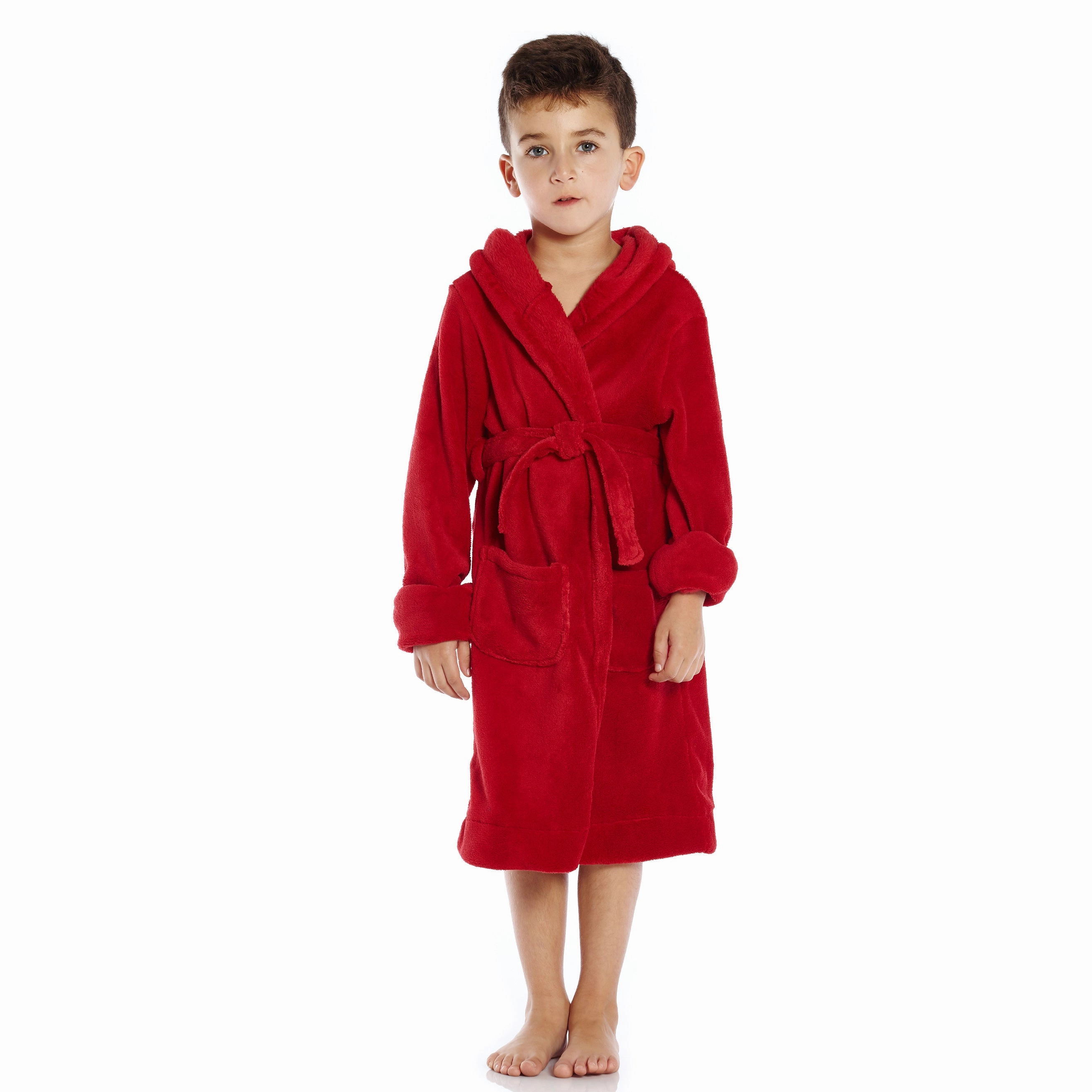 Kids Fleece Hooded Robe Classic Solid Color Eco Certified Materials