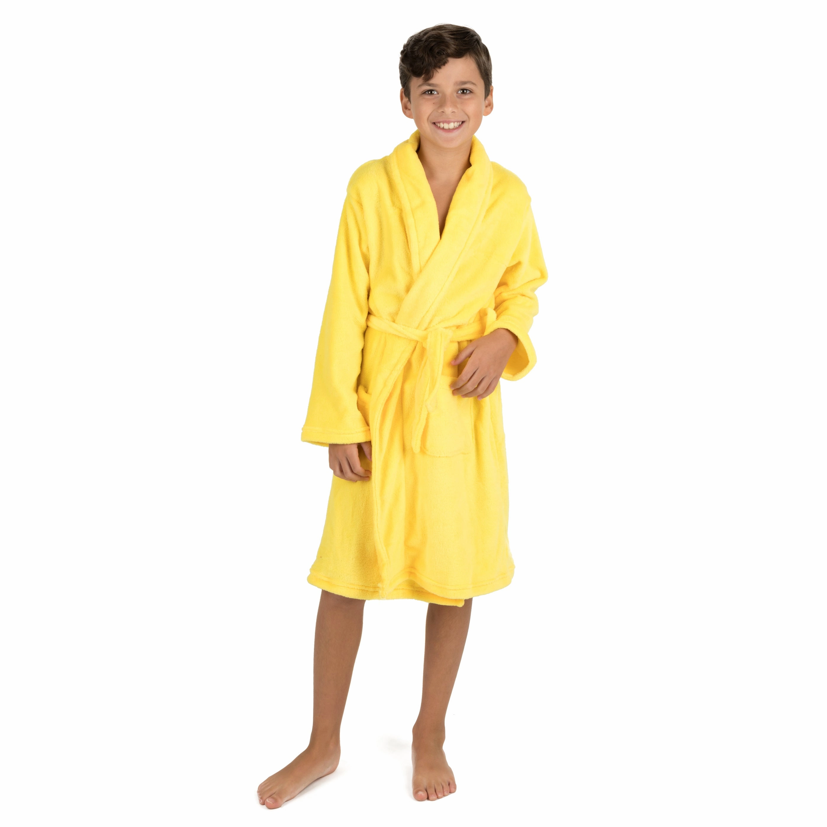 Kids Fleece Hooded Robe Classic Solid Color Relaxed Fit Design