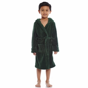 Reinforced Edges Kids Fleece Hooded Robe Classic Solid Color