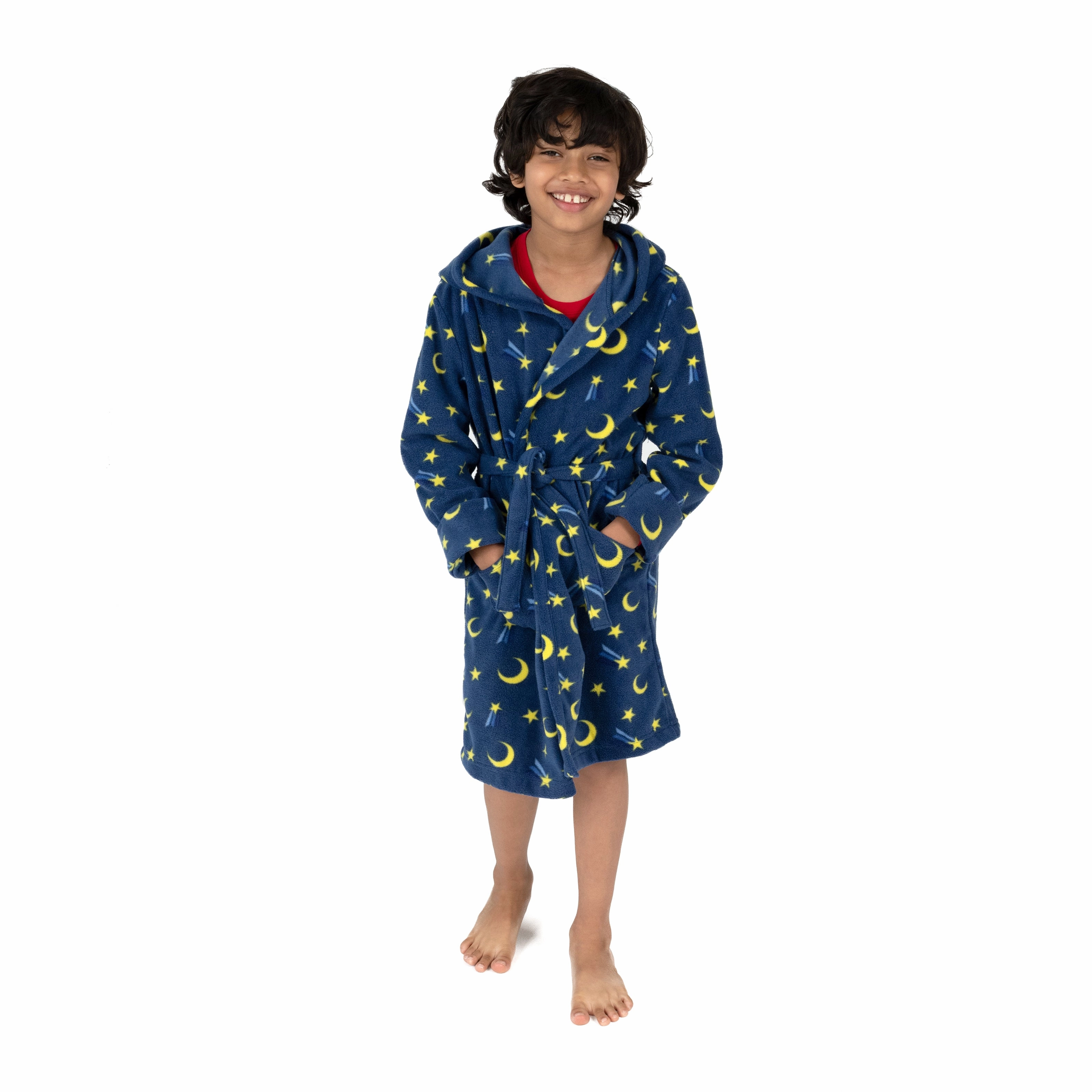 Kids Fleece Hooded Robe Moon AntiPill Fabric