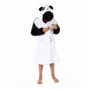 Roomy Armholes Kids Fleece Hooded Robe Panda