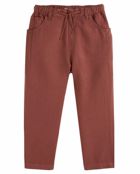 Kids Linen Cotton Pants In Earth On The Go