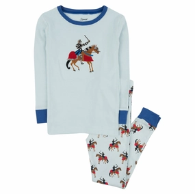 Kids Two Piece Cotton Pajamas Knights Eco Friendly Design Jersey Fabric