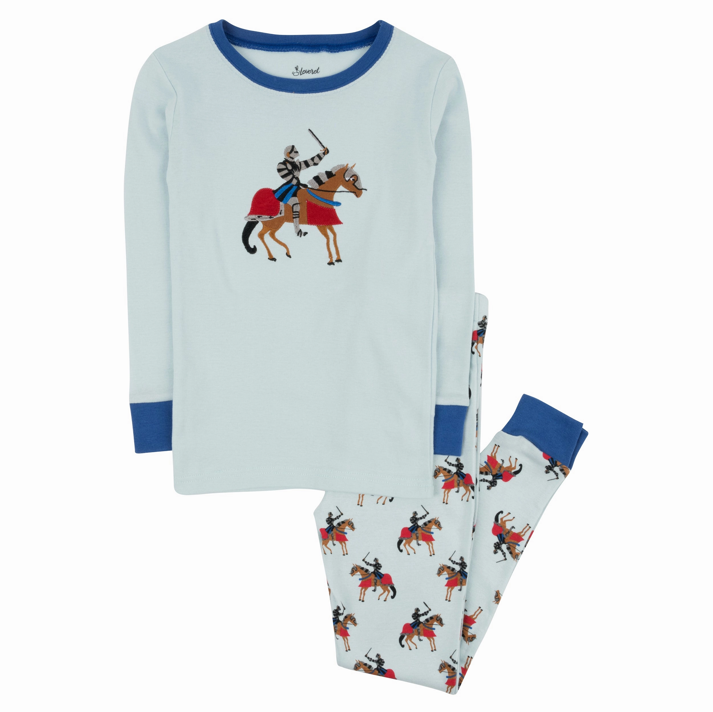 Kids Two Piece Cotton Pajamas Knights Eco Friendly Design Jersey Fabric
