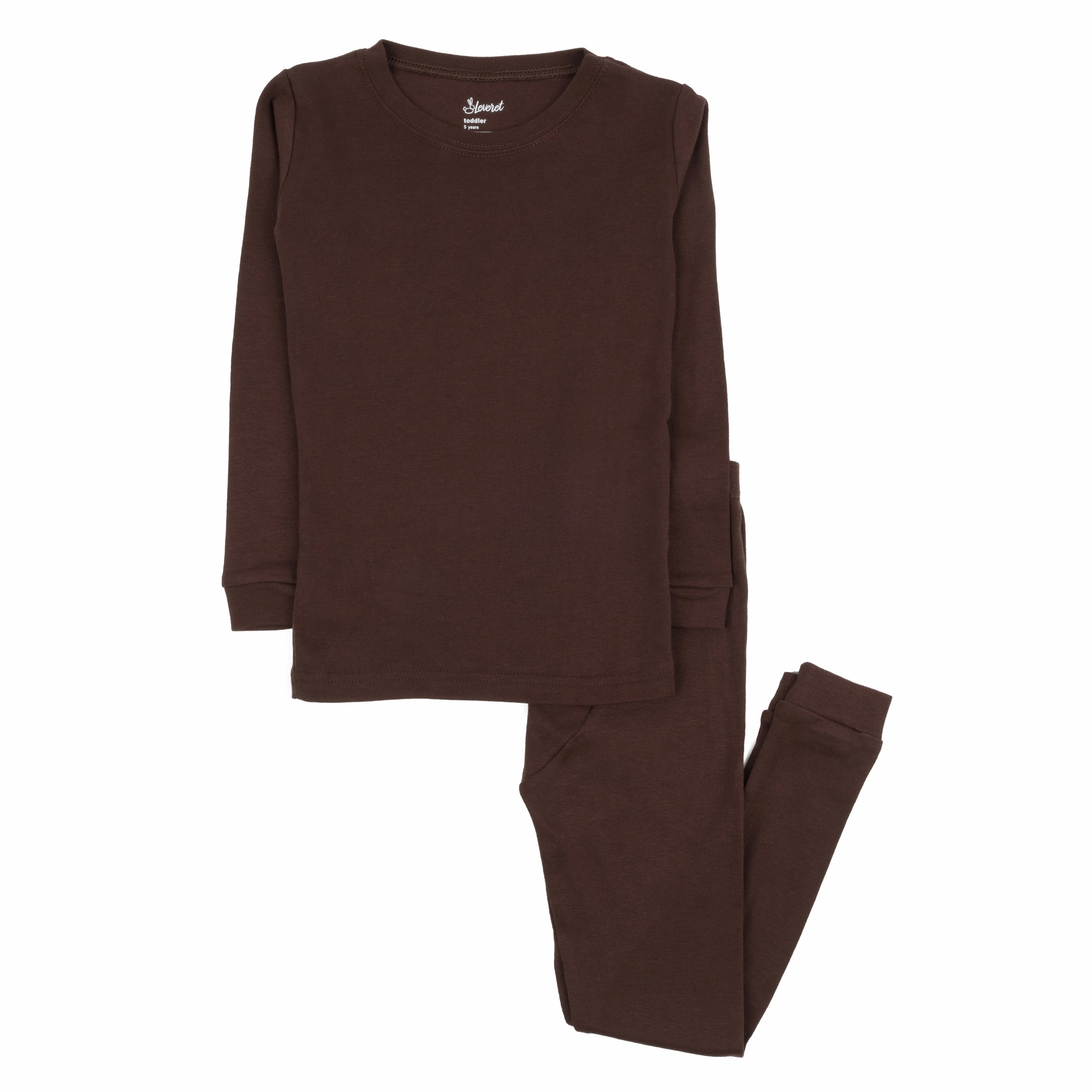 Lightweight Knit Kids Two Piece Cotton Pajamas Neutral Solid Color