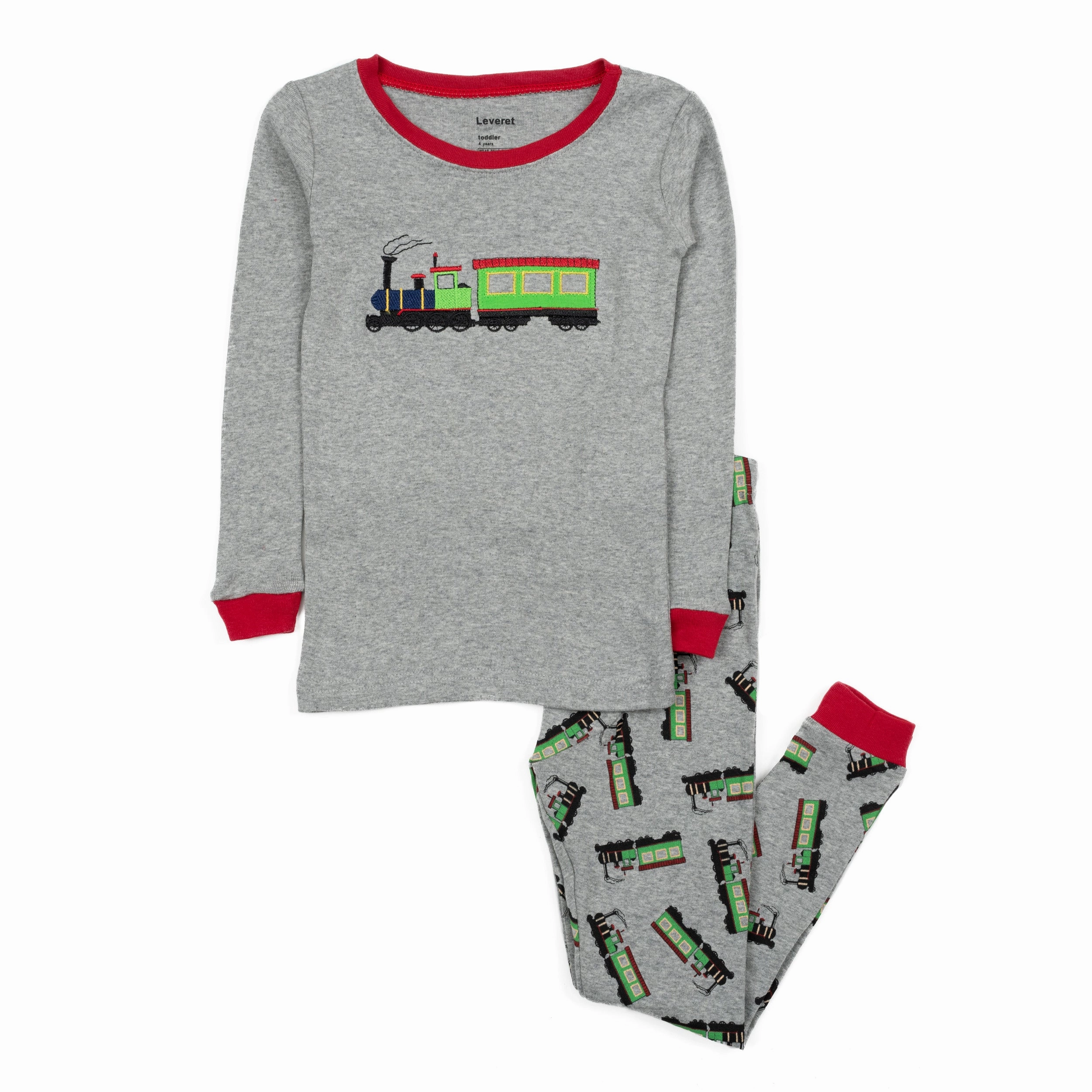 Kids Two Piece Cotton Pajamas Train Anti Pill Surface