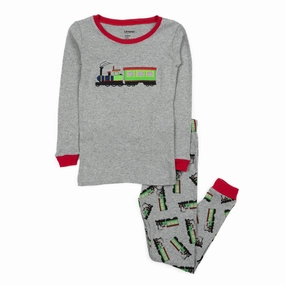 Kids Two Piece Cotton Pajamas Train Anti Pill Surface
