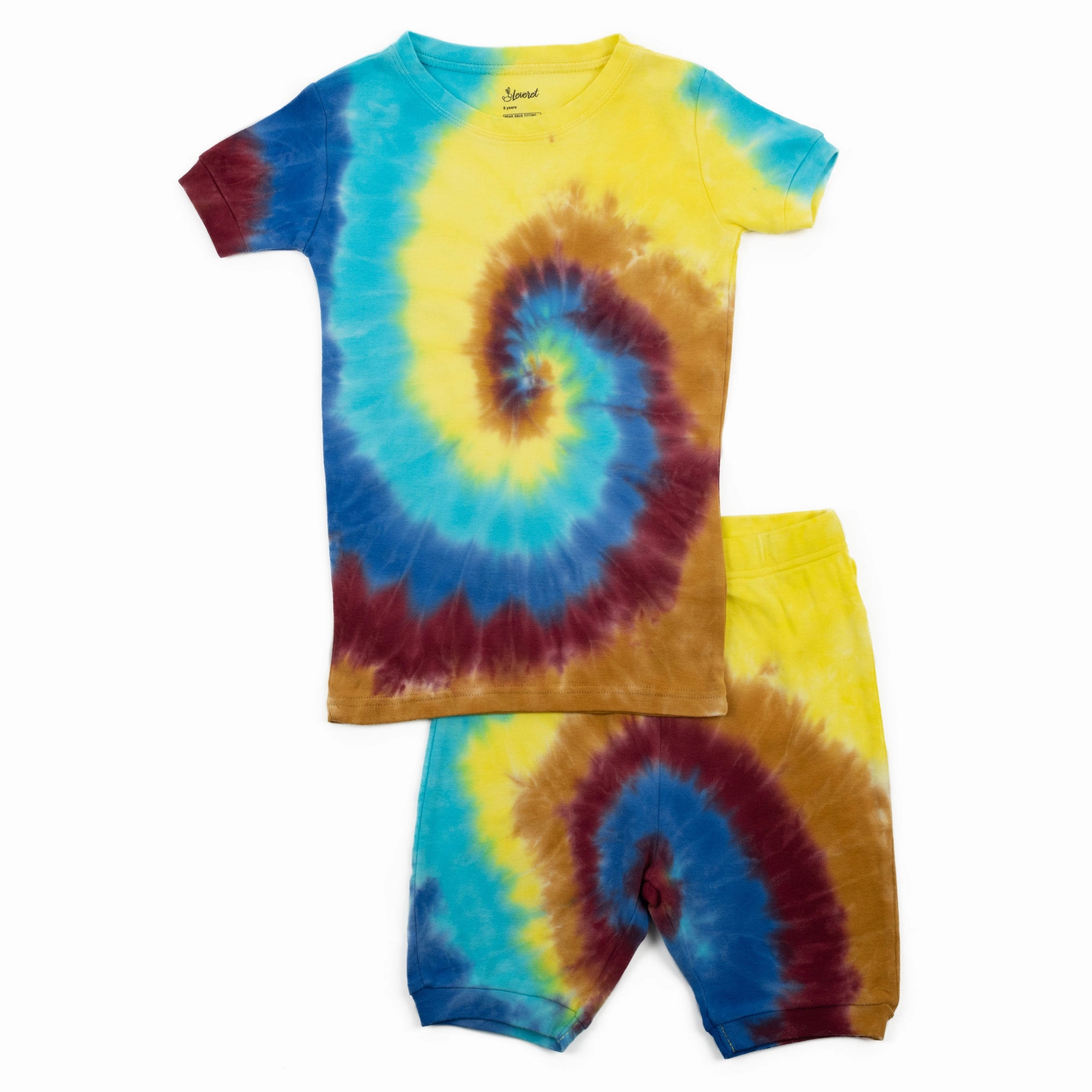 Kids Two Piece Cotton Short Pajamas Tie Dye Boys Moisture wicking Tencel Blend