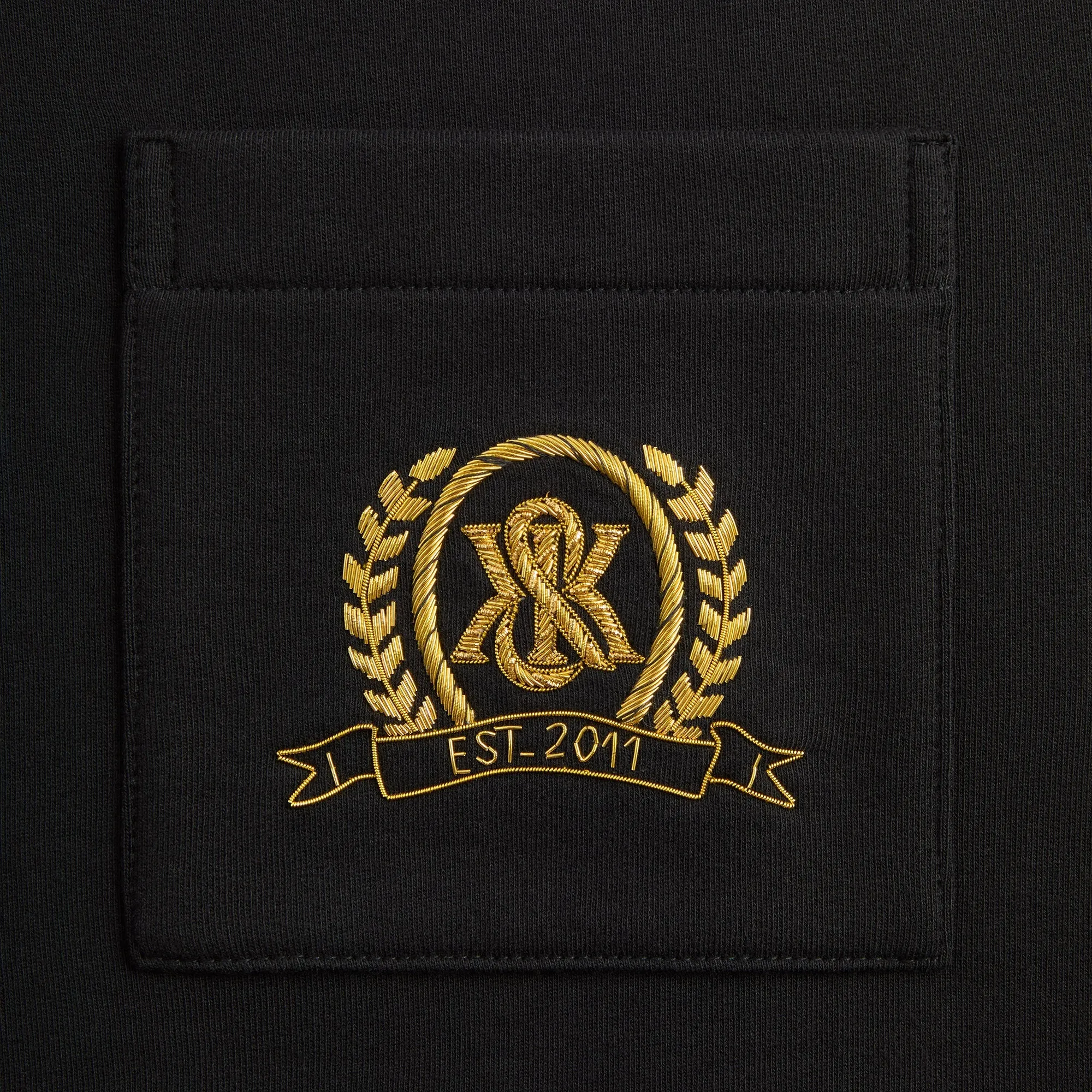 Sporty Elegance Formal Edge Kith & Kin Crest Gilded Crest Collared Rugby - Black