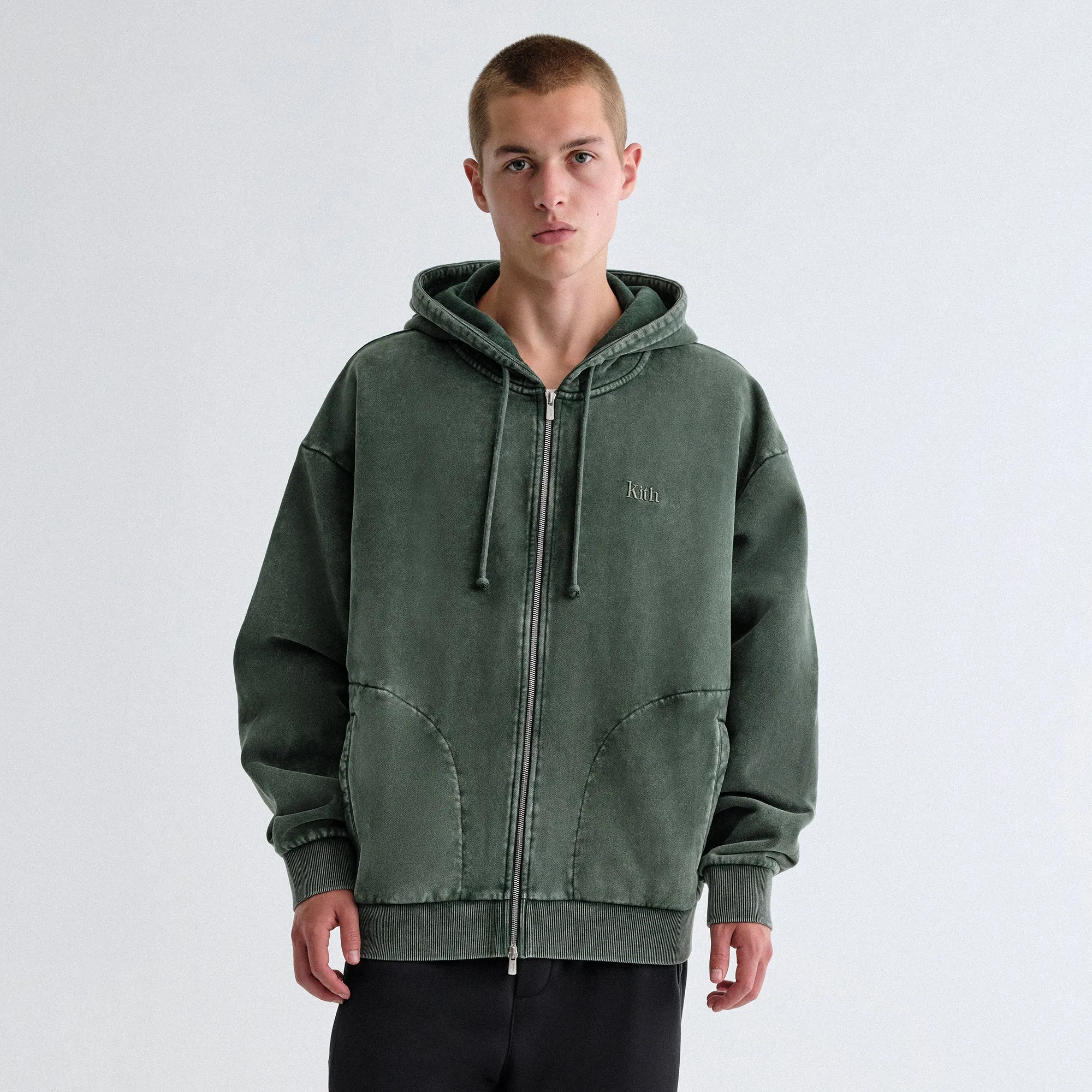 City Look Kith Antique Wash Full Zip Nelson Hoodie - Stadium