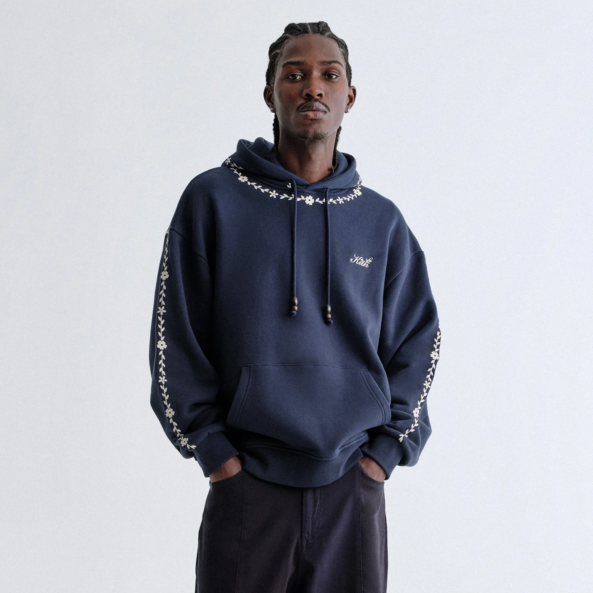 Reinforced Elbow Patches Iridescent effect Kith Artisanal Floral Nelson Hoodie - Nocturnal