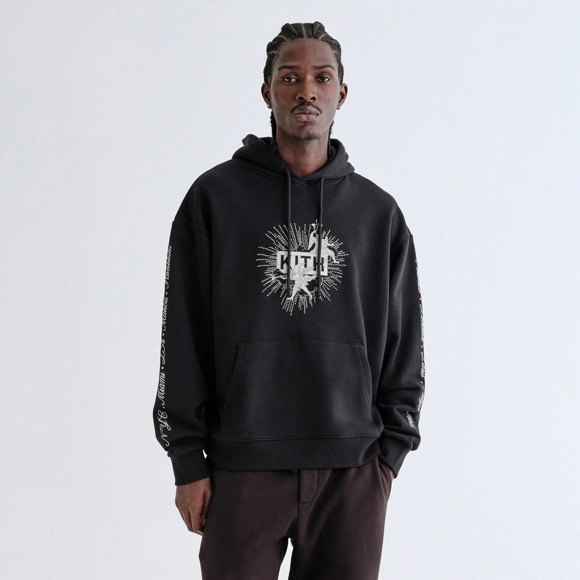 Kith Beaded Angel Nelson Hoodie - Black autumn clothing Distressed Detailing