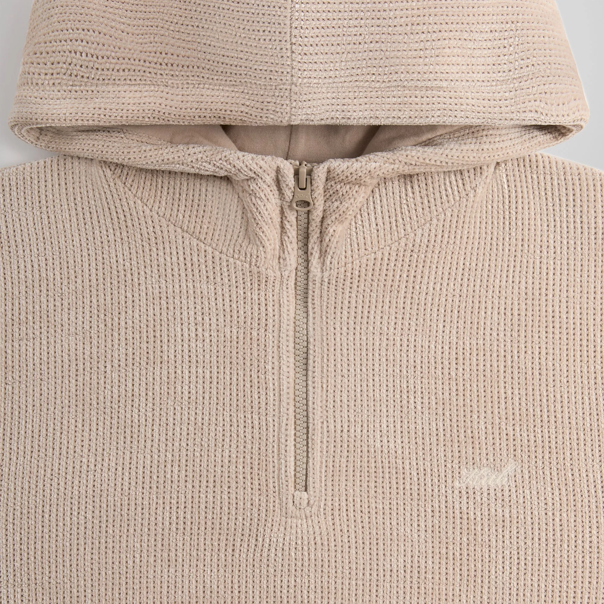 Kith Bonded Waffle Coleman Quarter Zip Hoodie - Session Corduroy feel Zippered Pockets