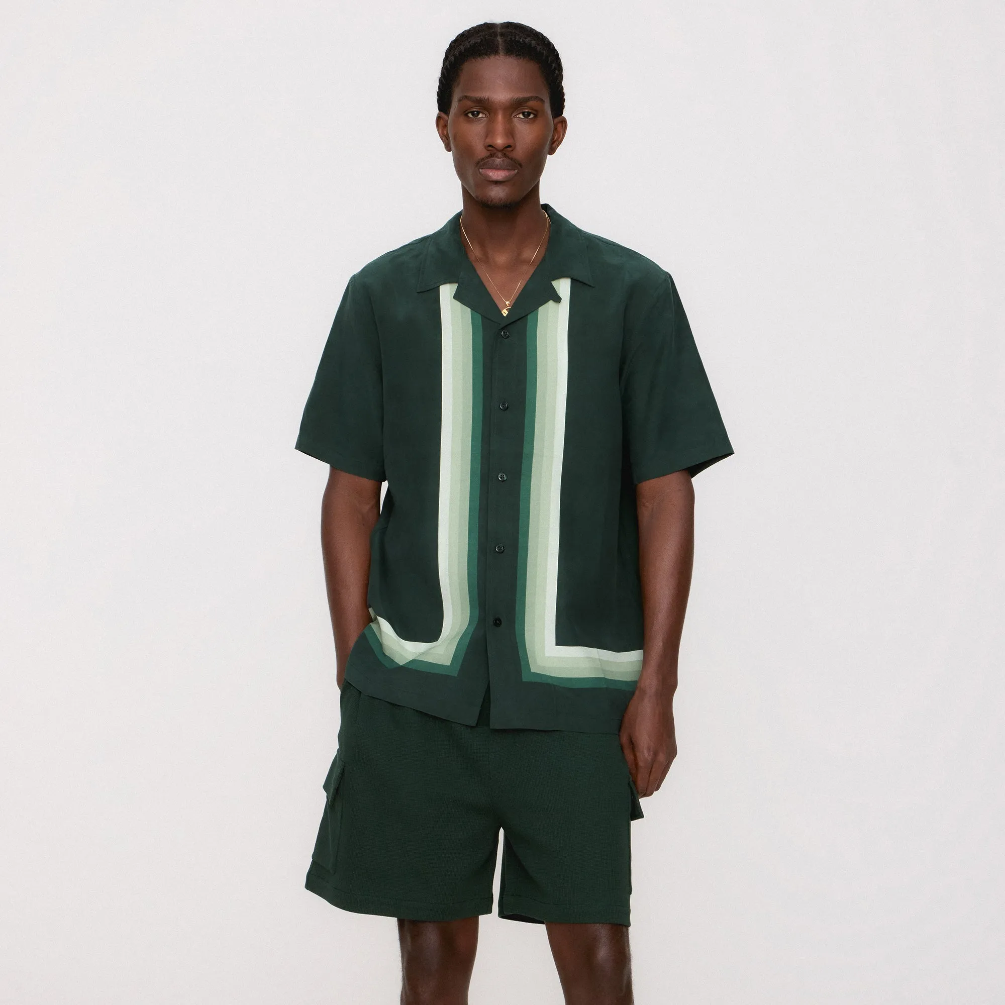 Kith Border Stripe Thompson Camp Collar Shirt - Stadium Teen Fashion