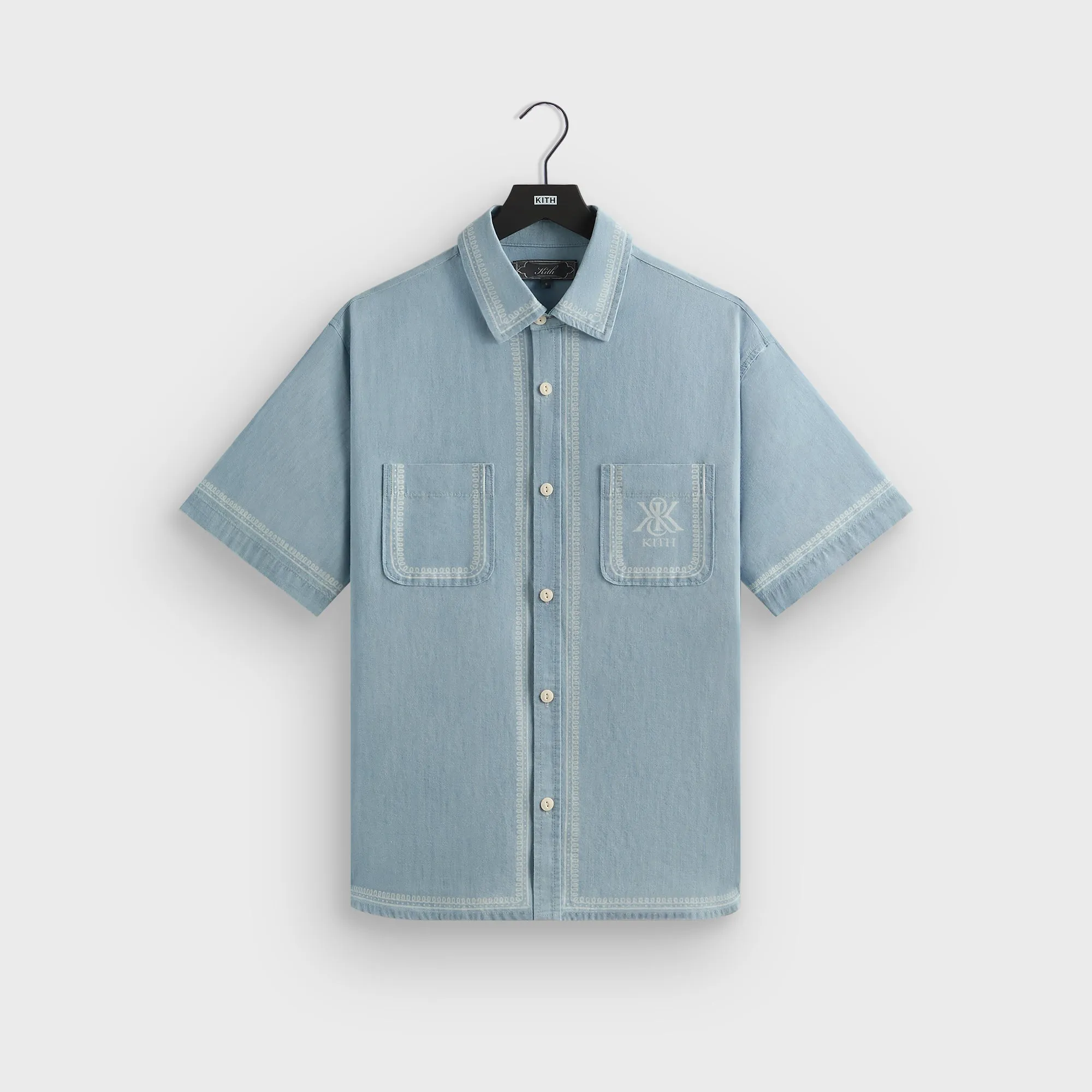 Kith Chambray Paxton Short Sleeve Buttondown -  Light Indigo Classic Color High-End Look