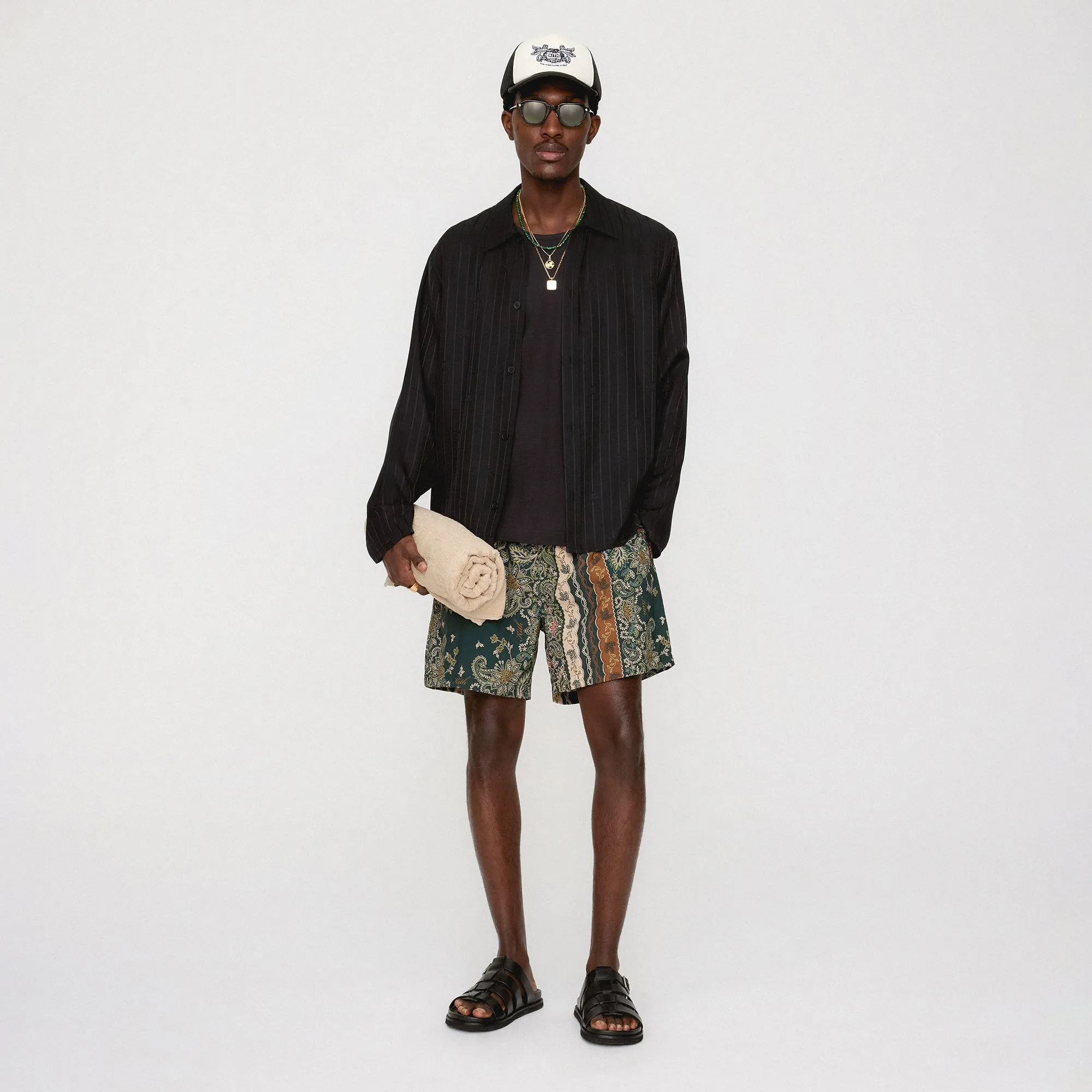 Kith Crest Logo Boxy Collared Overshirt - Black Non Chafe Seams Affordable Fashion