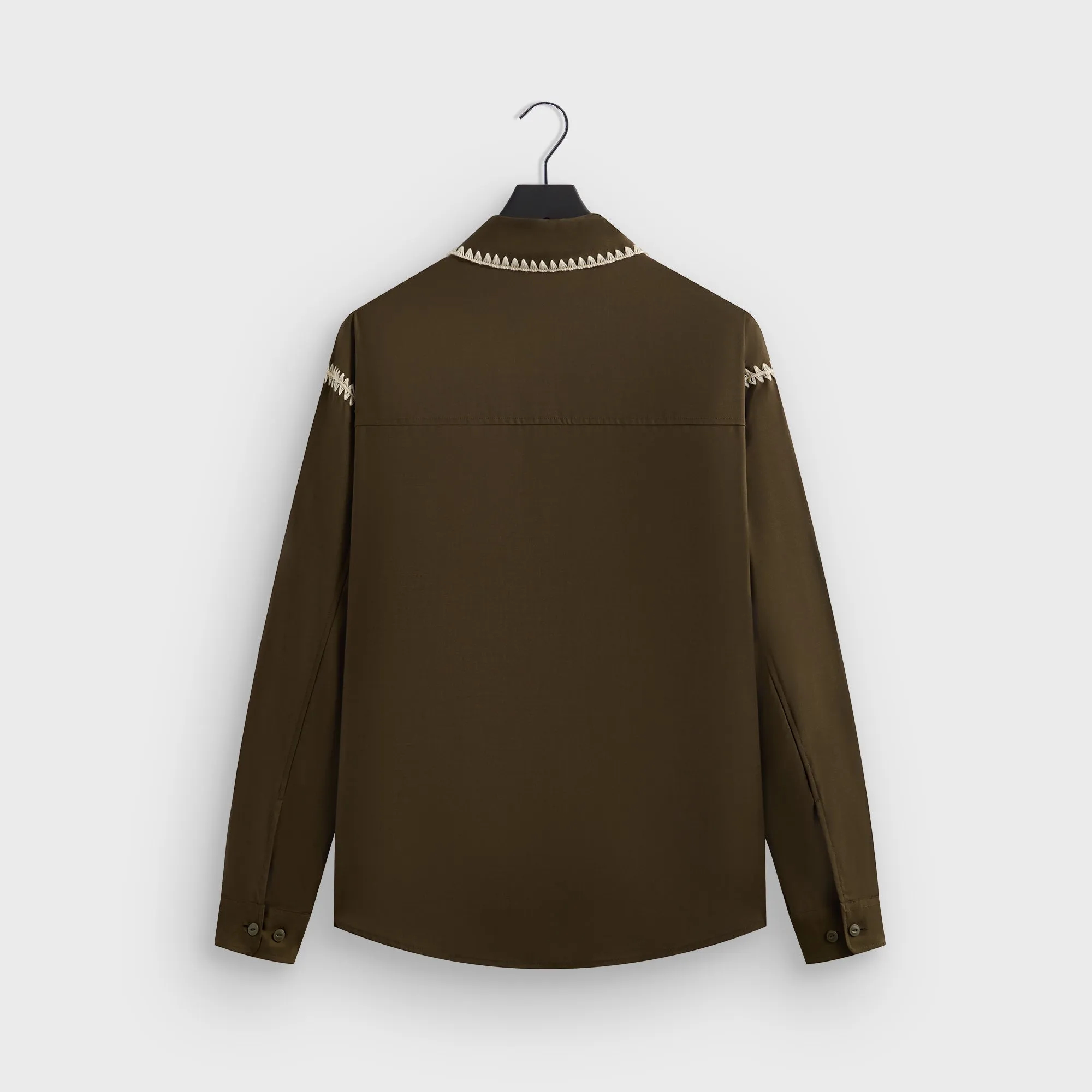 Micro Perforated Texture Kith Crochet Detail Apollo Shirt - Moss